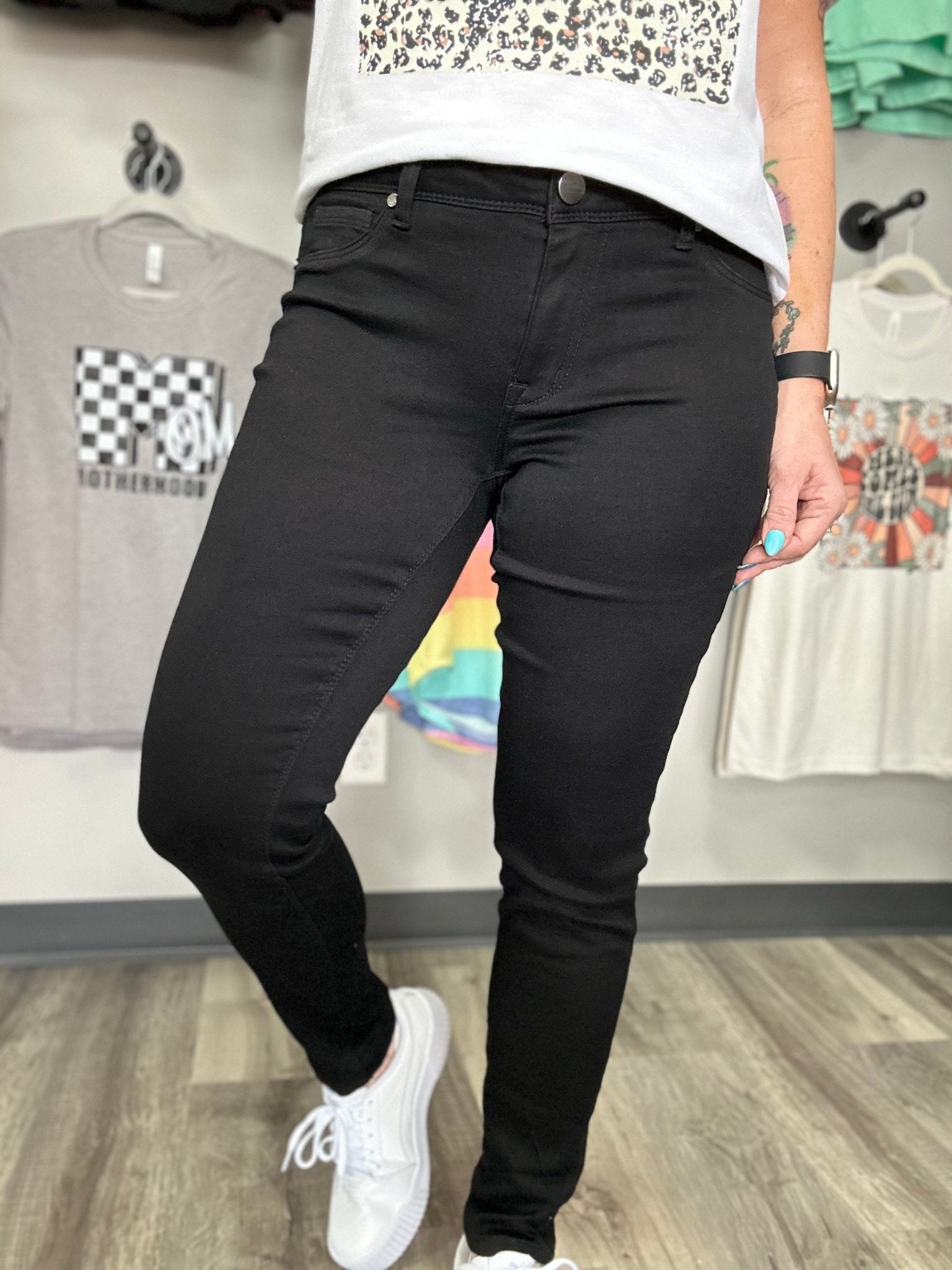 Butter Black Mid Rise Skinny - Lazy Daisy Boutique