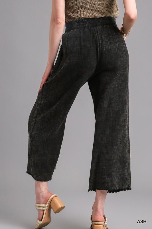 Cropped Mineral Washed Pants - Polished Boutique
