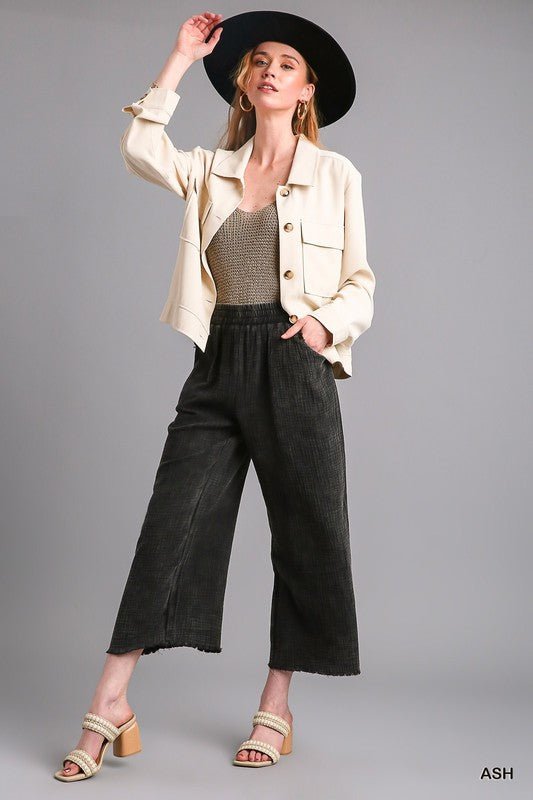Cropped Mineral Washed Pants - Polished Boutique