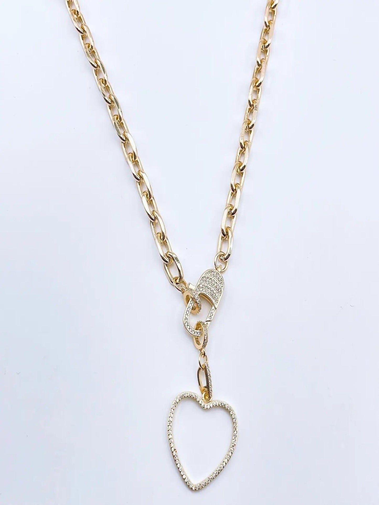 Halo Heart Gold Necklace - Lazy Daisy Boutique