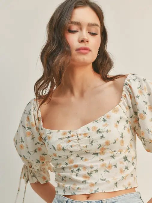 Ivory Yellow Floral Top - Polished Boutique