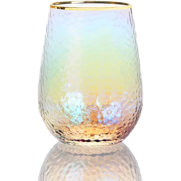 Lustered Iridescent Stemless Wine Glass - Polished Boutique