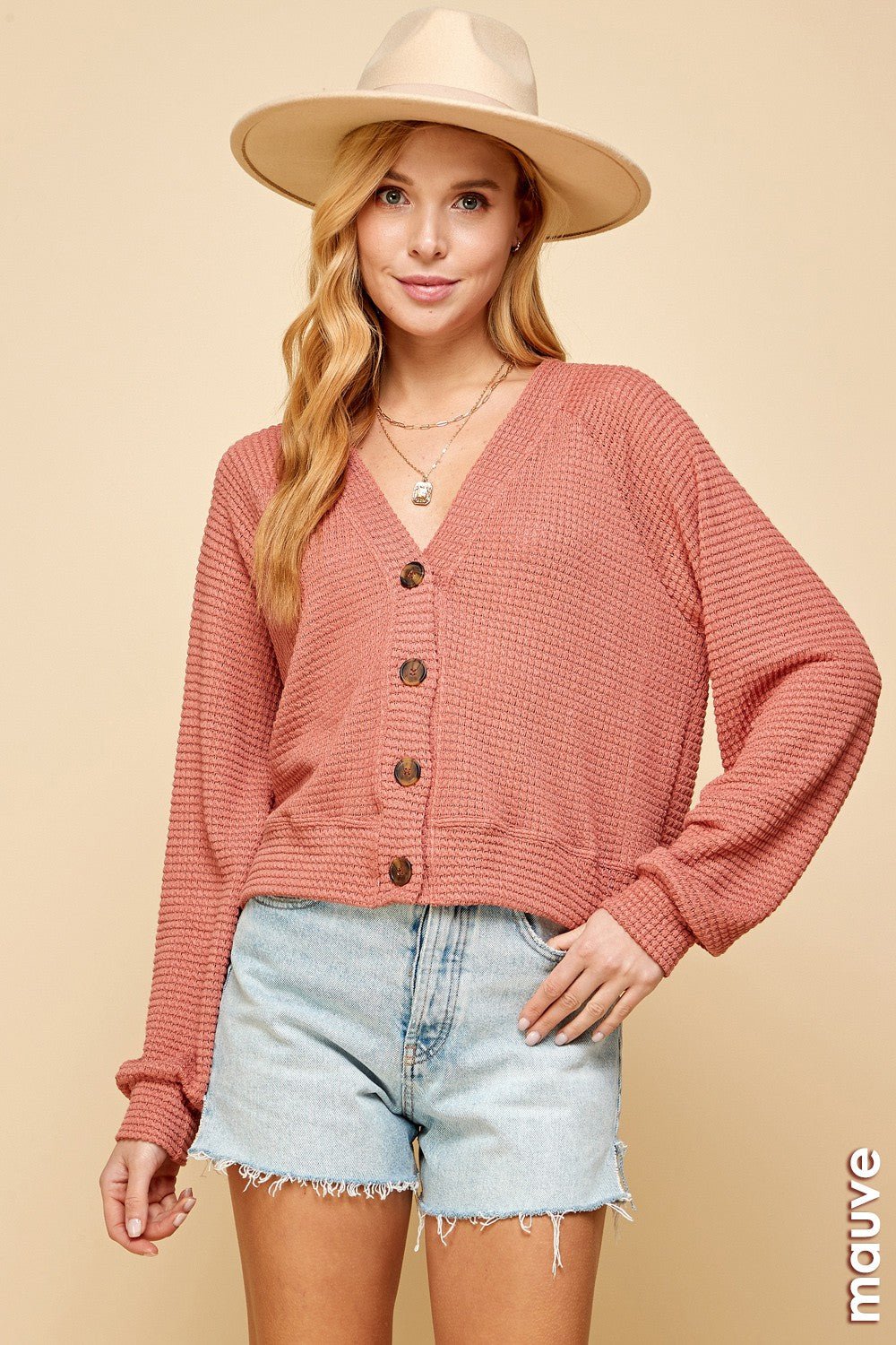 Pink Button Front Cardigan - Polished Boutique