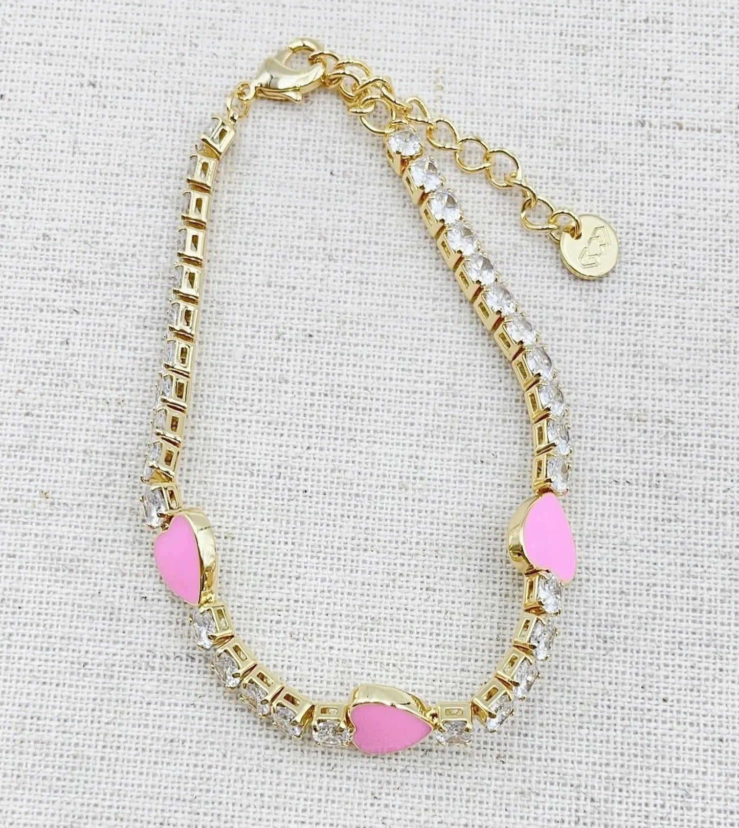 Pink Heart Crystal Bracelet - Lazy Daisy Boutique
