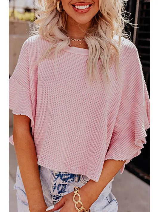 Pink Waffle Knit Top - Polished Boutique