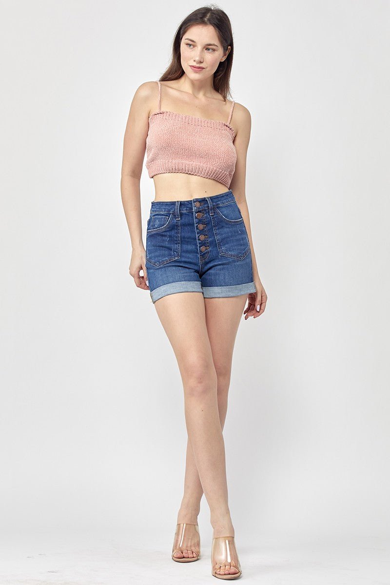 Risen Patch Pocket Roll-Up Shorts - Polished Boutique