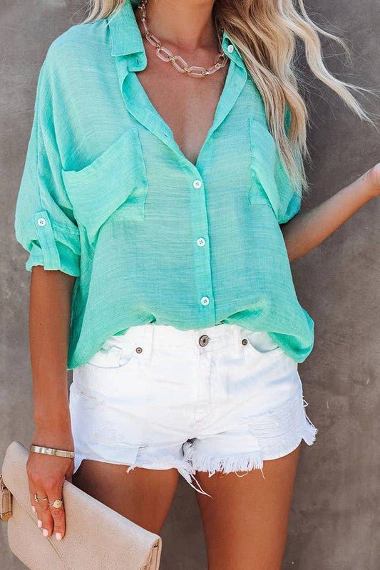 Sea Green Blouse - Polished Boutique