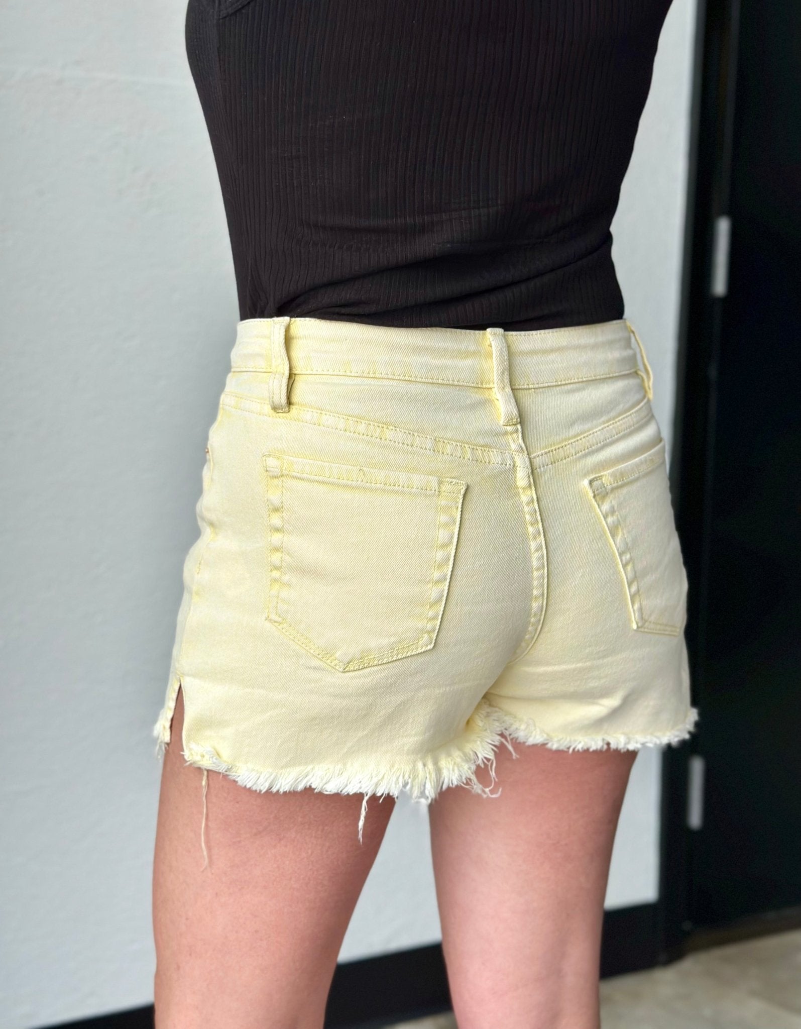 Yellow 80's Acid Washed Mom Shorts - Polished Boutique