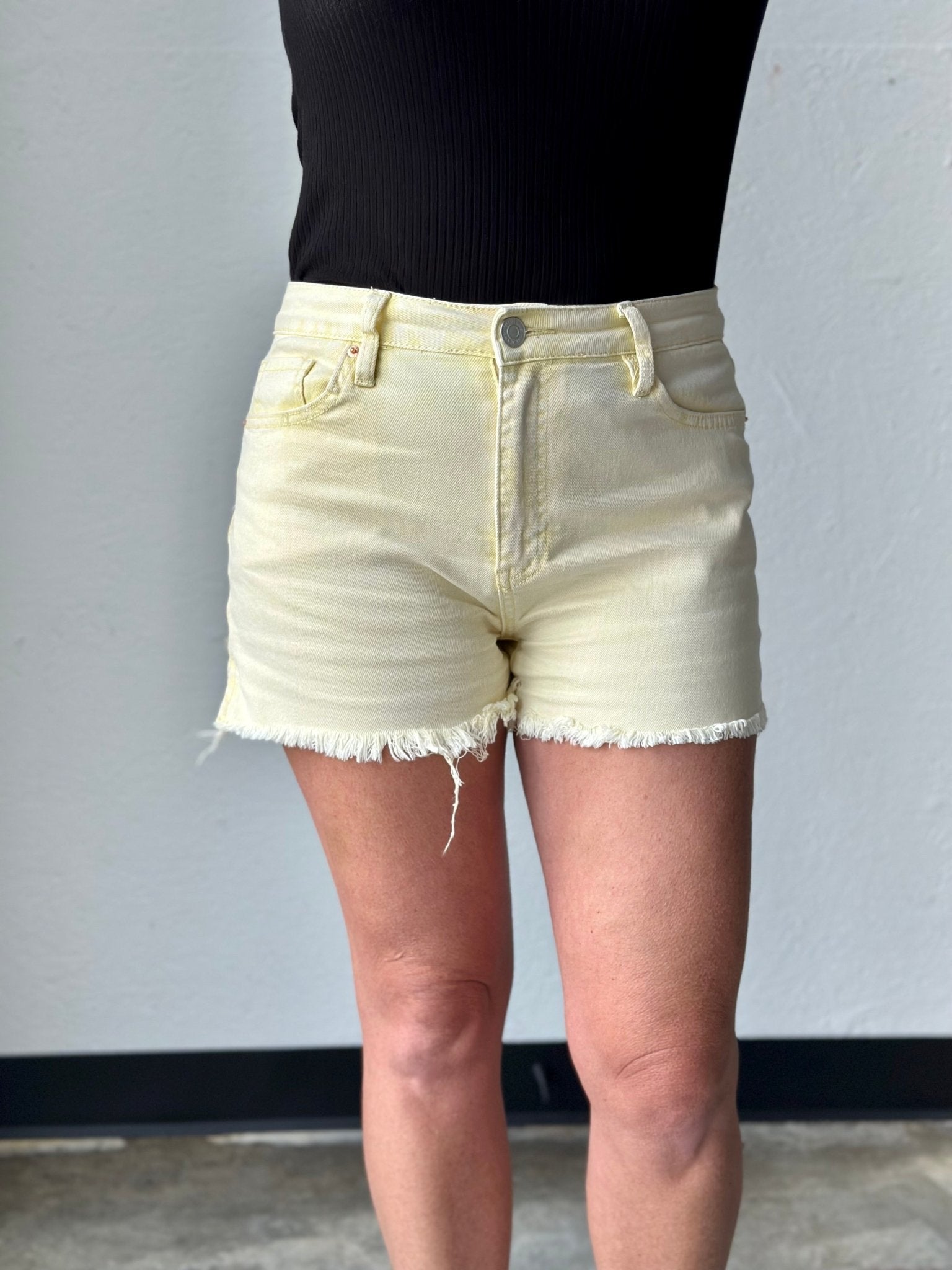 Yellow 80's Acid Washed Mom Shorts - Polished Boutique